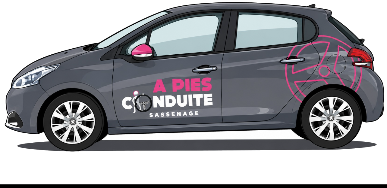 Voiture auto-ecole A Pies Conduite - Peugeot 208 grise